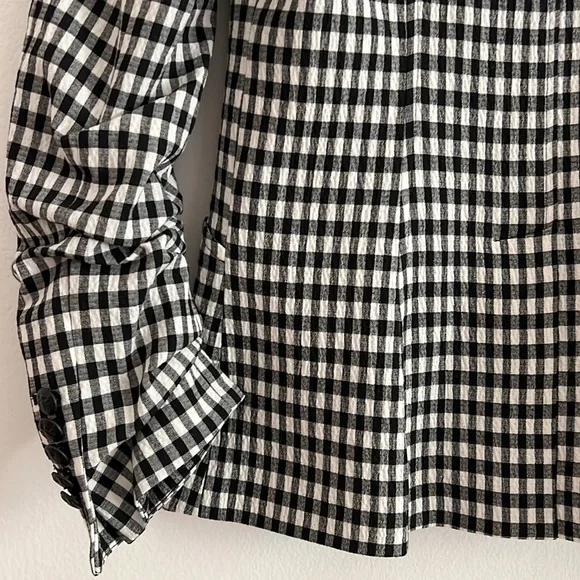Veronica Beard Caldwell Dickey Blazer Gingham Black White NWT